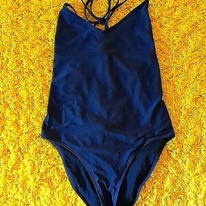 Aerie Blue Bodysuit One Piece with a Spaghetti Straps & V Neckline